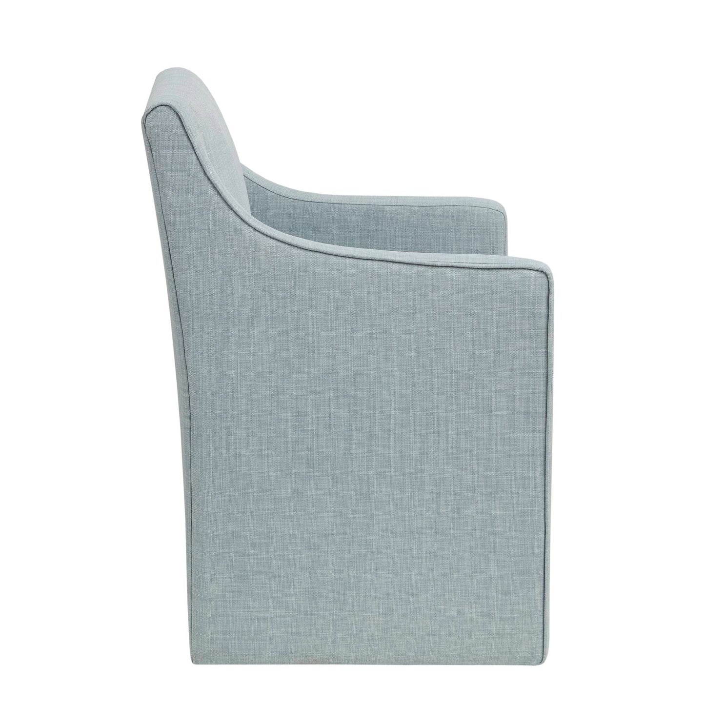 Upholstered Accent Chair with Hidden Casters and Sloped Arms