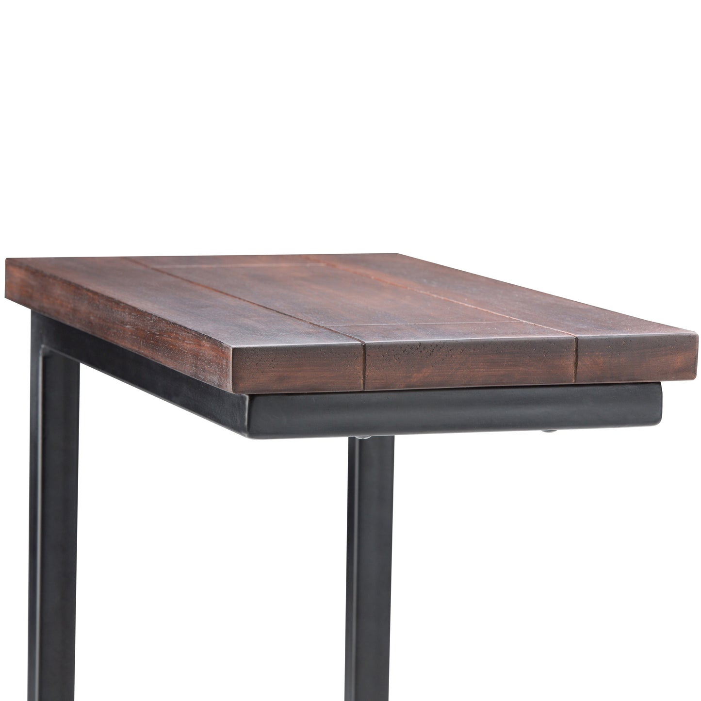 Haloed Side Table with C-Shaped Design and Metal Frame