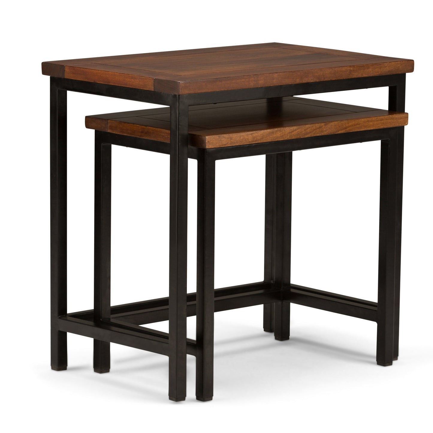2-Piece Rectangular Nesting Side Table with Metal Frame