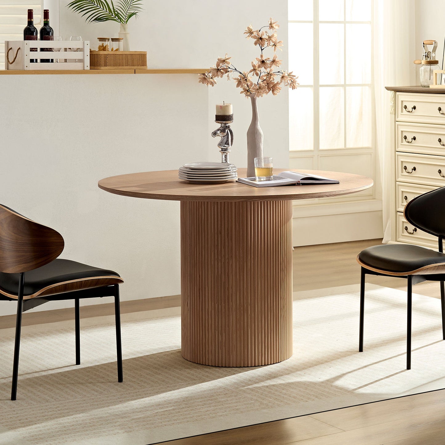Volet 47.24" Round Dining Table with Wave Pattern Base