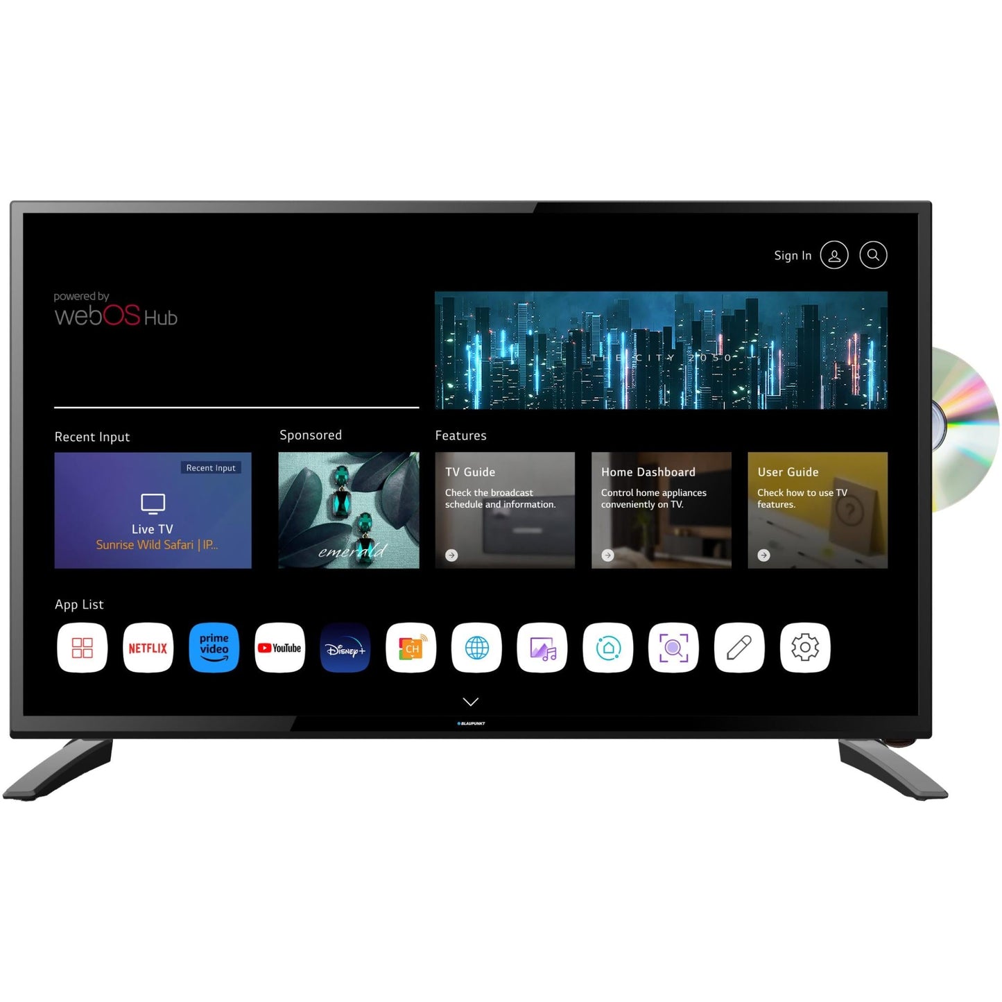 Blaupunkt 24" Full HD Smart TV with DVD and 12V Car Charger