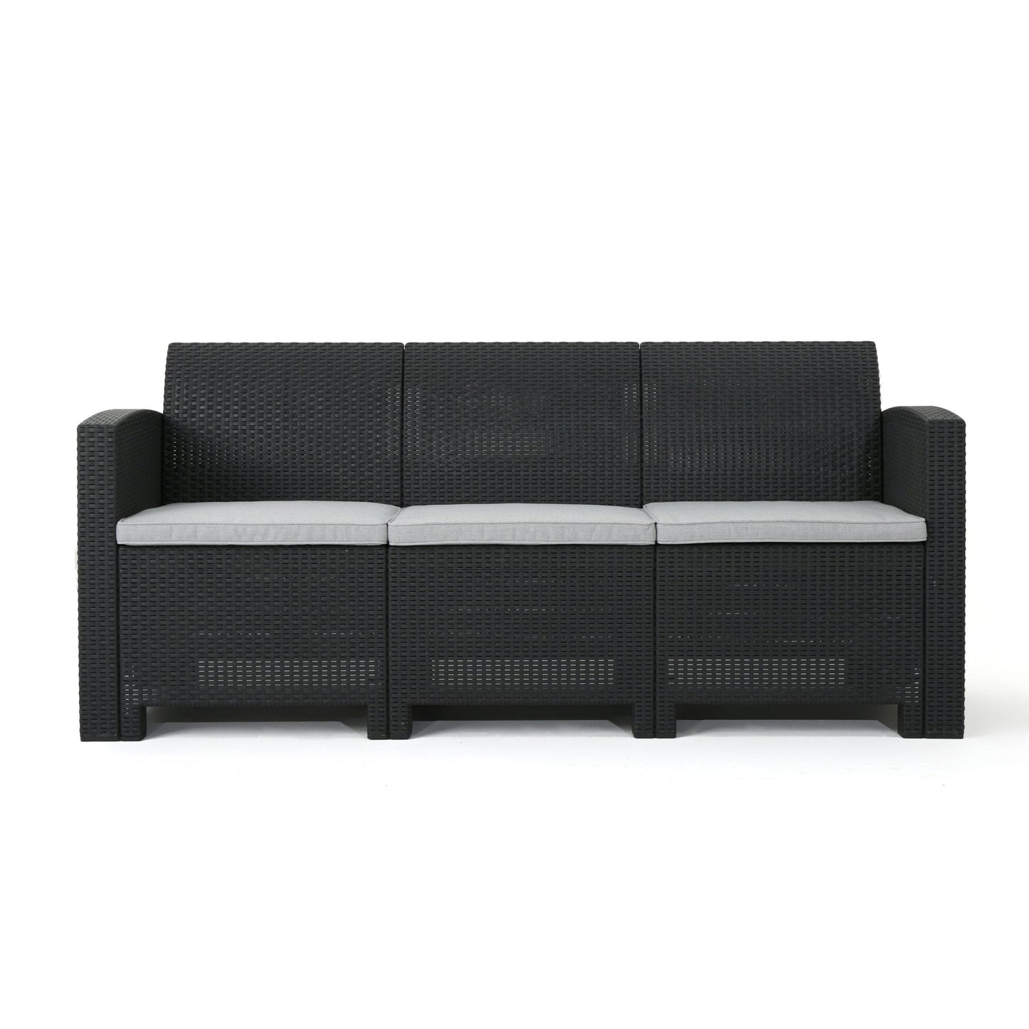67.7" Outdoor 3-Seater PE Rattan Wicker Chair with Water Resistance Cushion