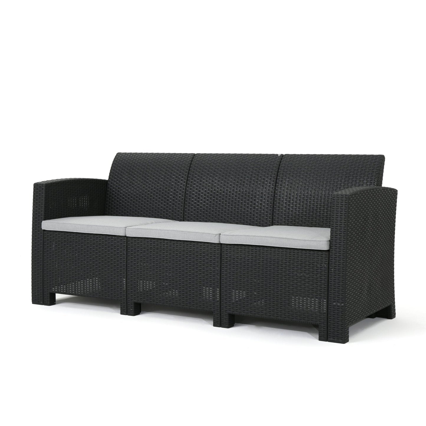 67.7" Outdoor 3-Seater PE Rattan Wicker Chair with Water Resistance Cushion