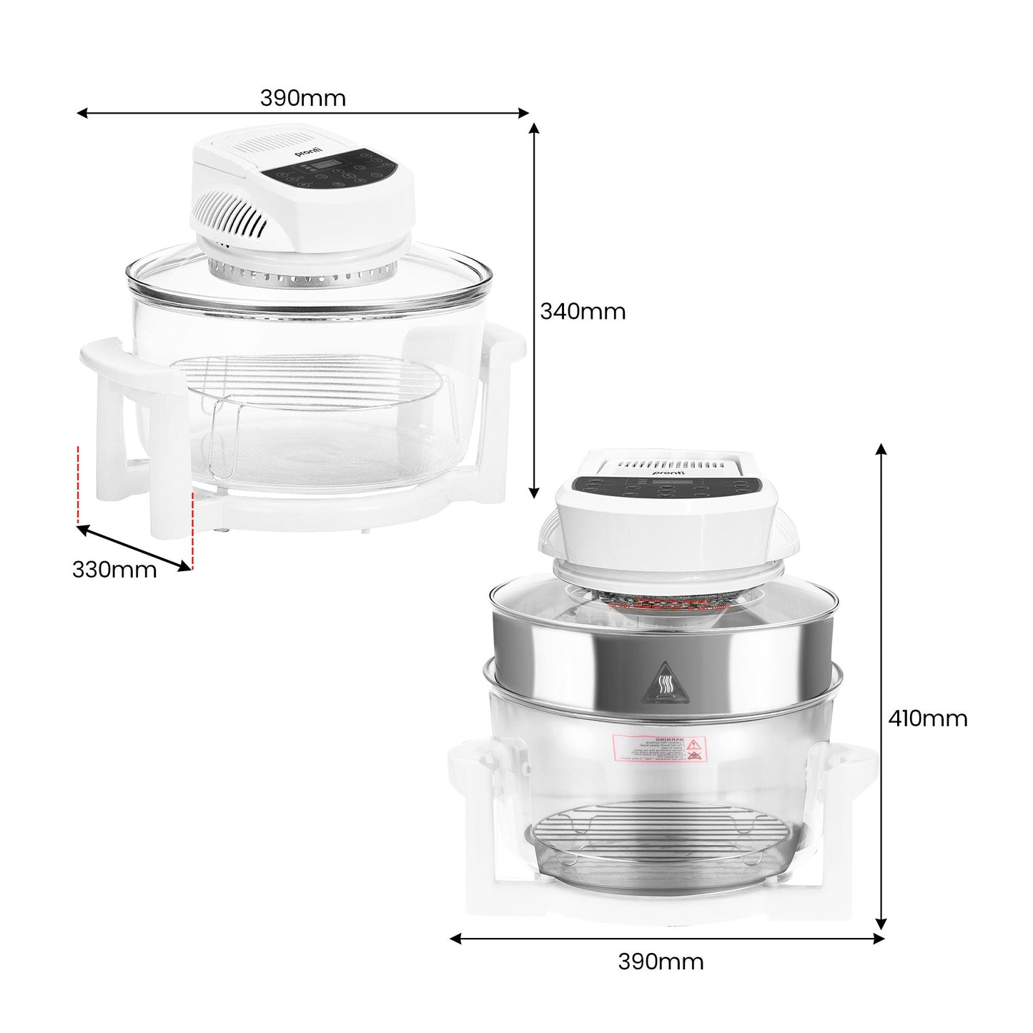 Pronti 17L Digital Convection Oven Broiler Cooker (White)
