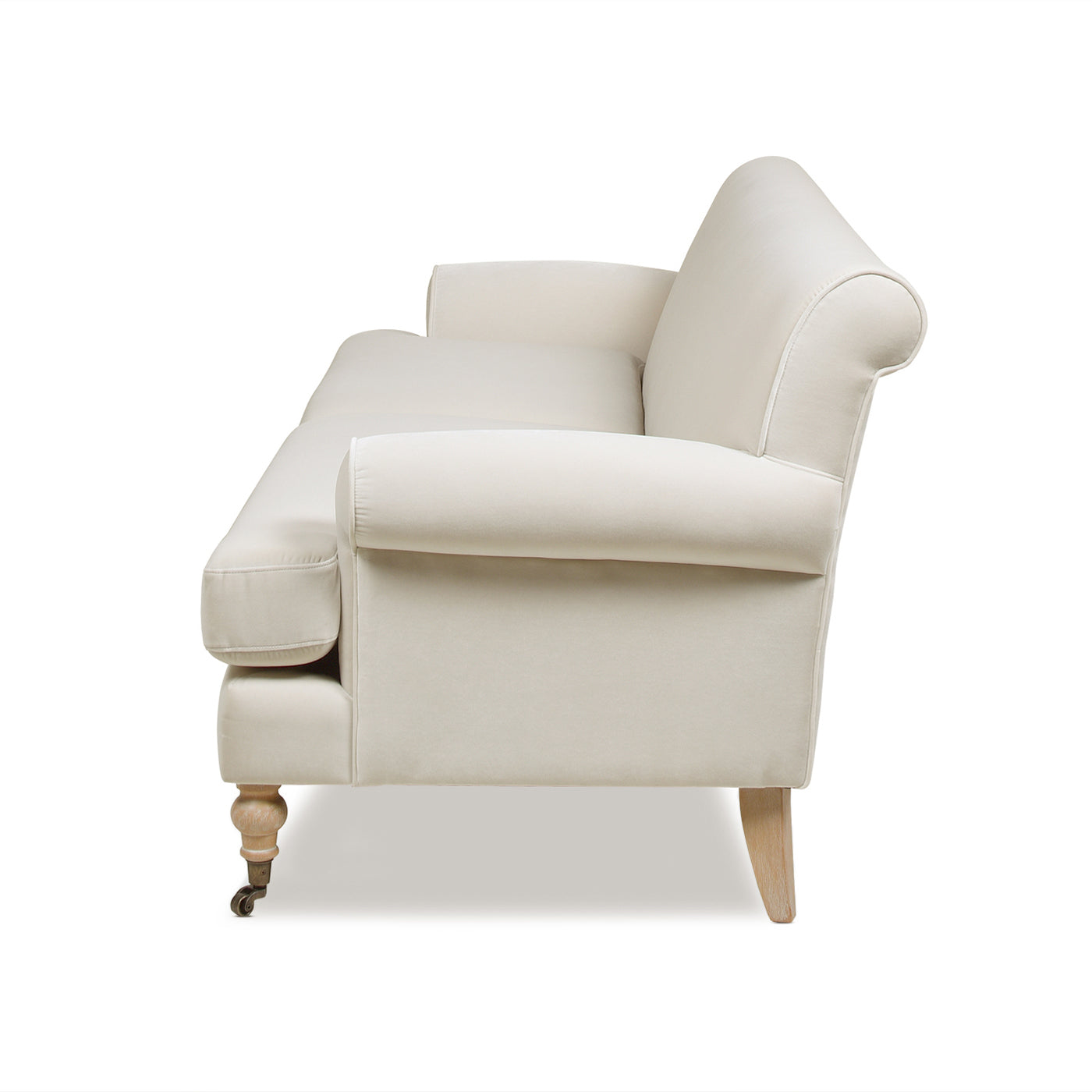 Creations Upholstered Sofa with Metal Casters and 2 Cushions Tightback