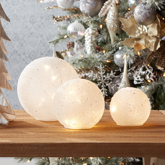 LED Frosted Snowball Globe, Set of 3