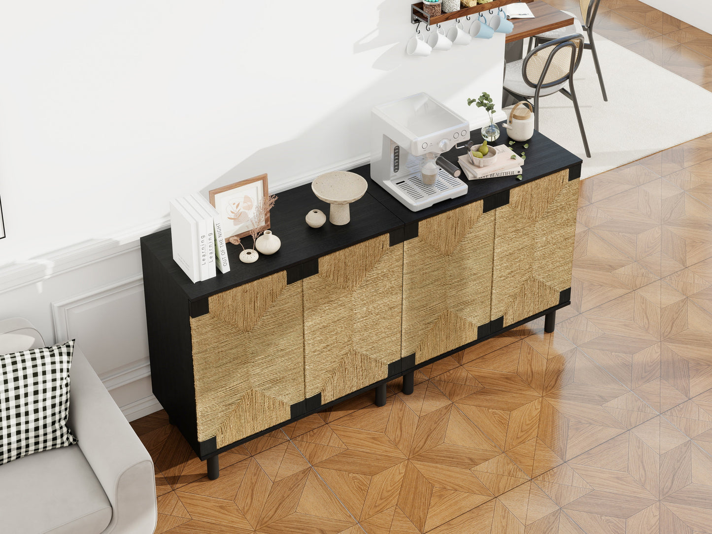 Wood Sideboard with 2 Doors and Adjustable Shelf
