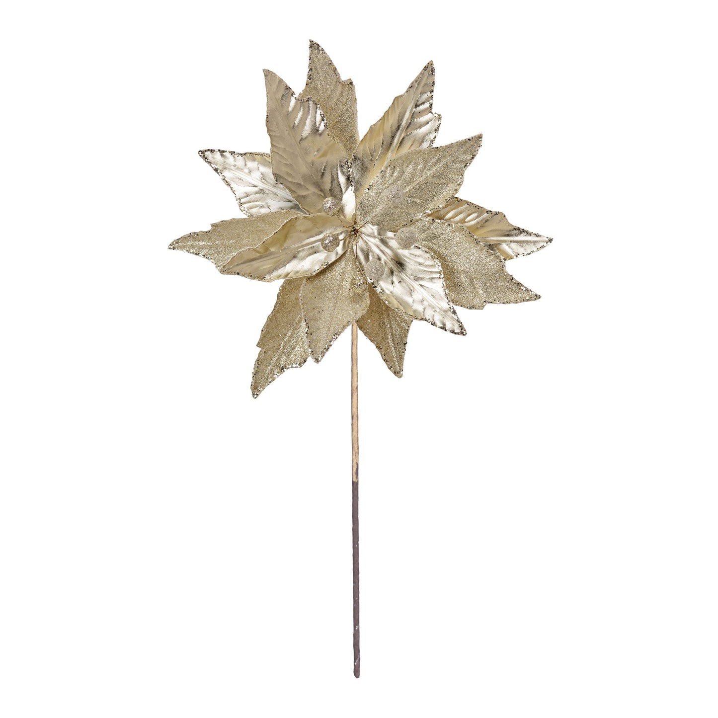 Glittered Poinsettia Stem, Set of 6