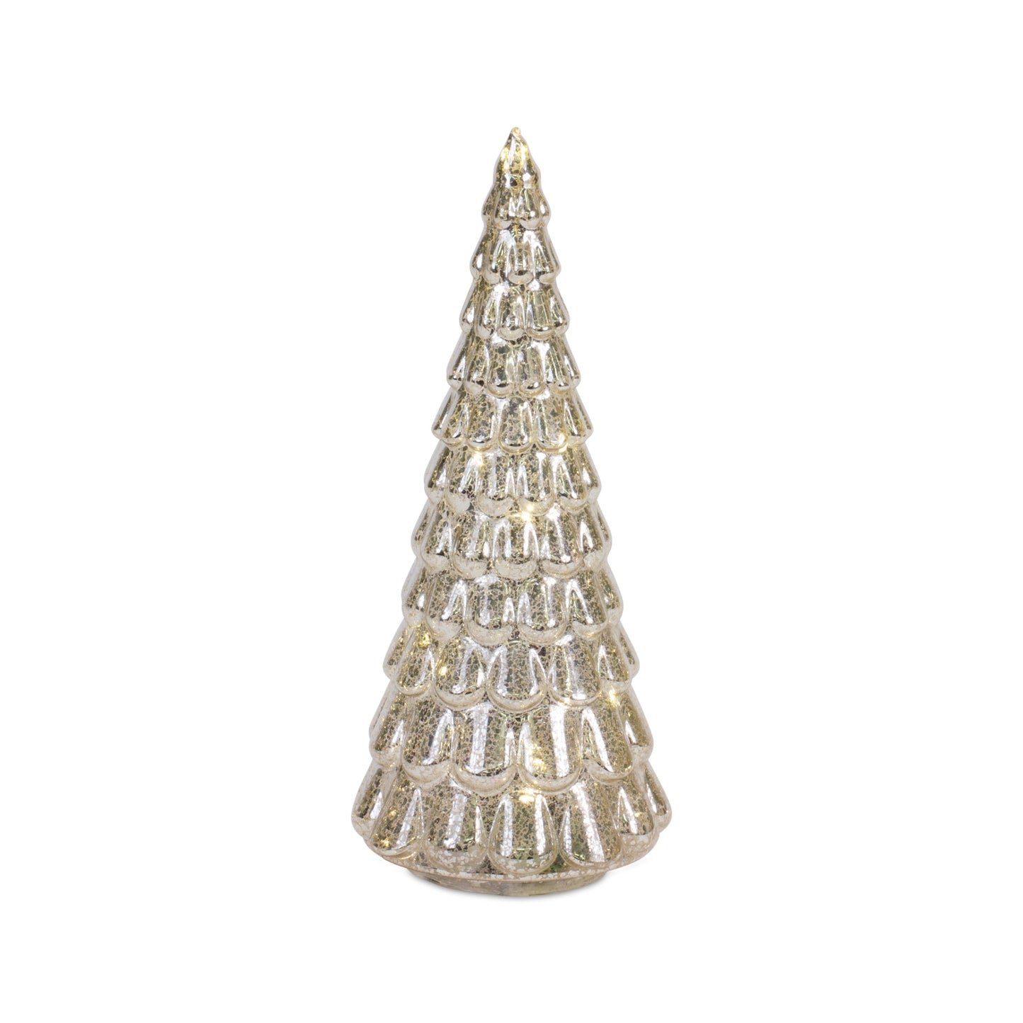 LED Lighted Mercury Glass Holiday Tree Decor, Set of 4