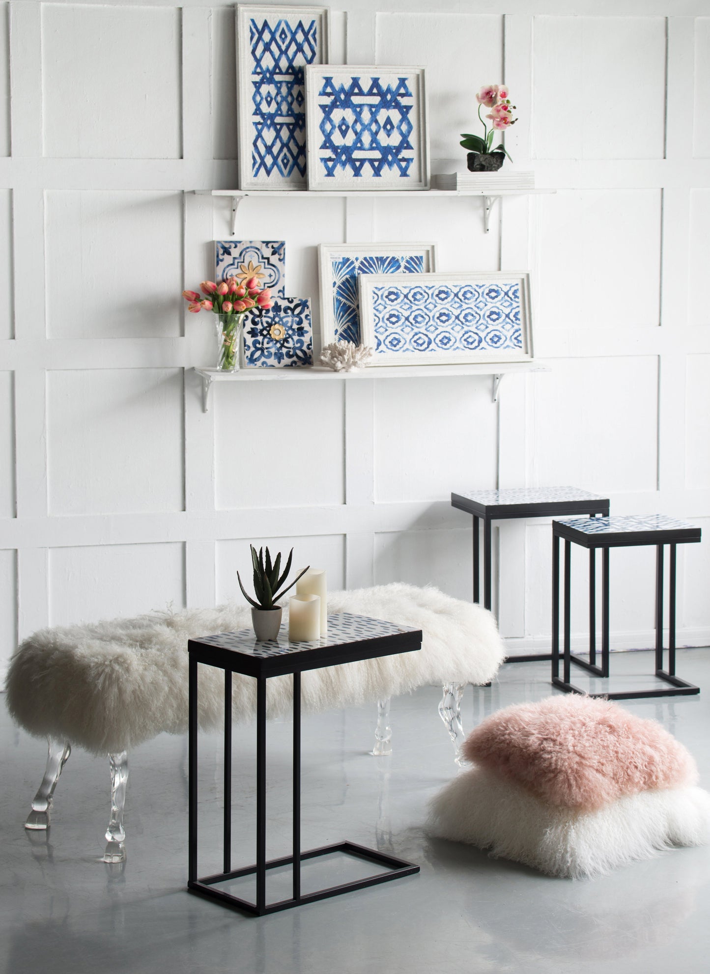 Wall Art with Wood Frame and Bold Patterns, Set of 2