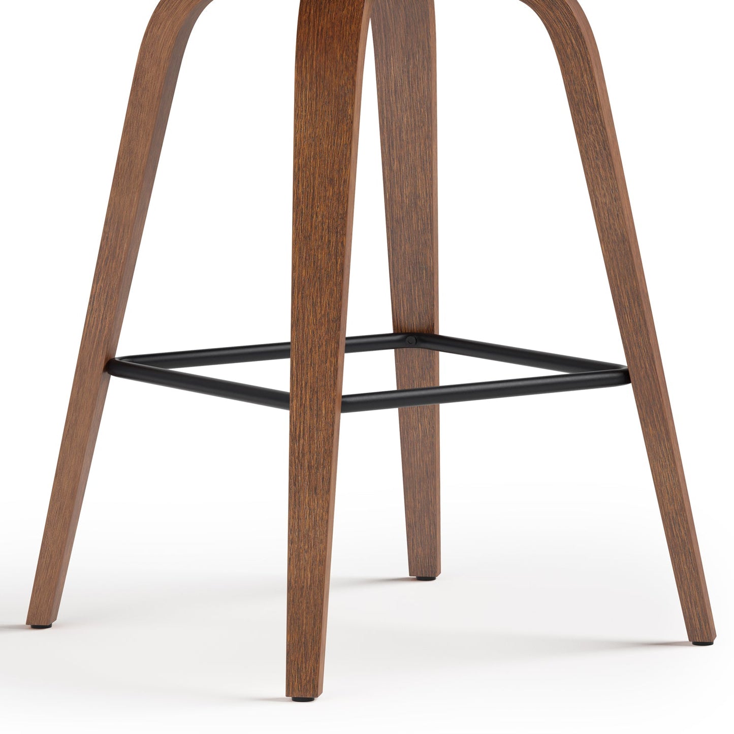 Upholstered Backless Bar Stool with Wooden Curved Legs and Metal Footrest, Set of 2