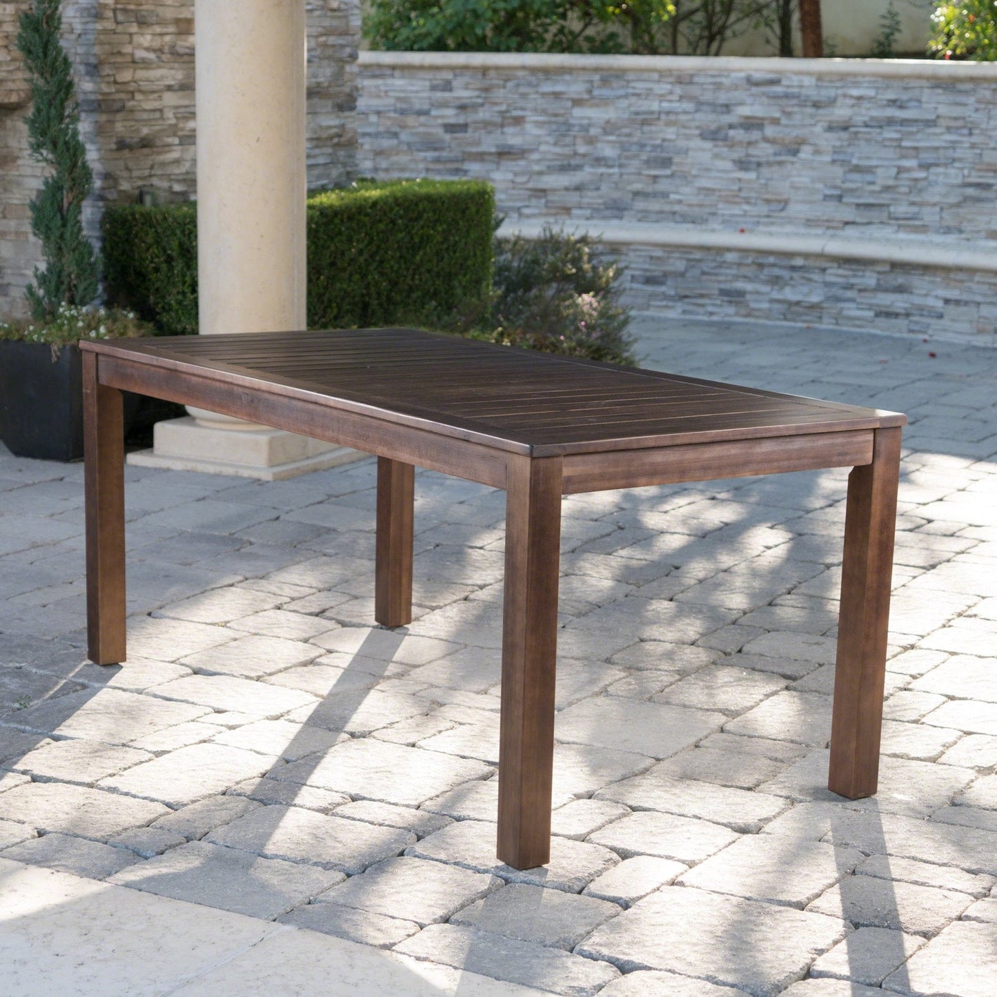 69" Acacia Wood Outdoor Dining Table