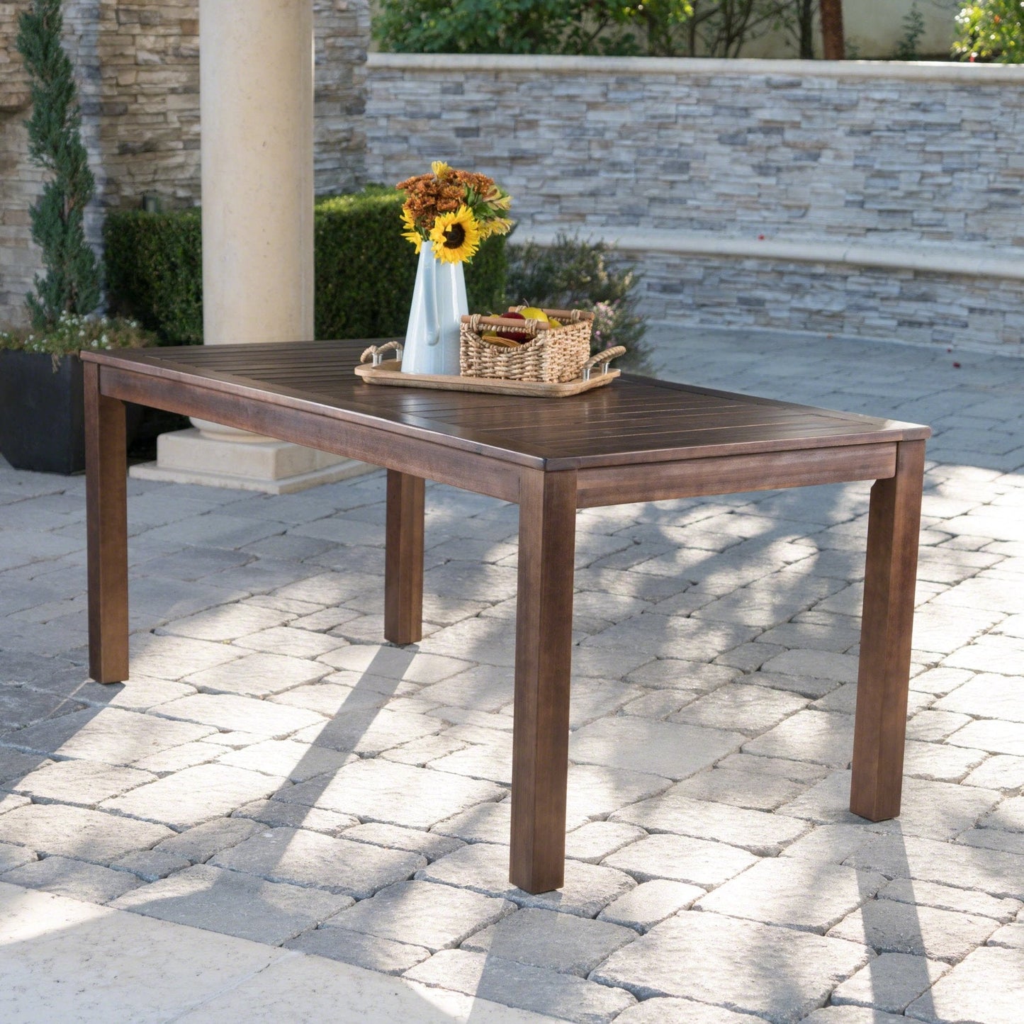 69" Acacia Wood Outdoor Dining Table