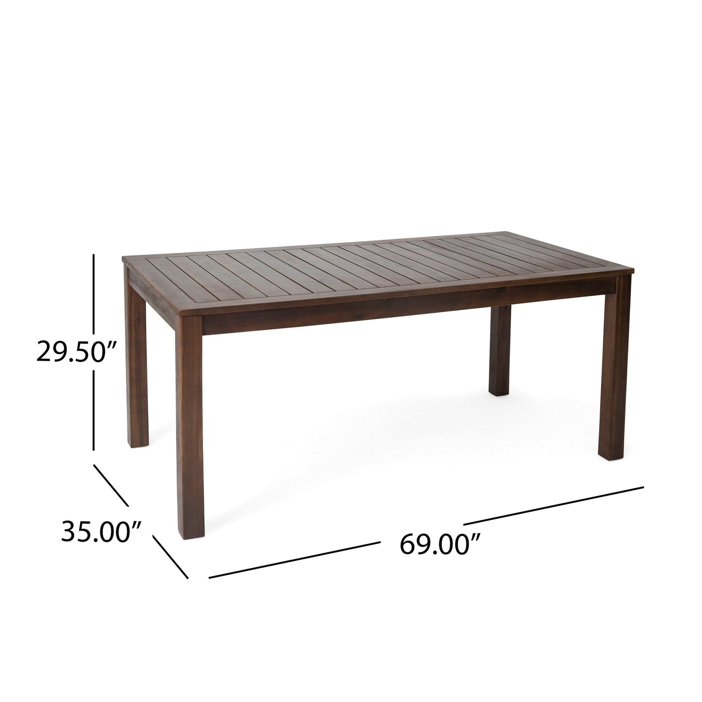 69" Acacia Wood Outdoor Dining Table