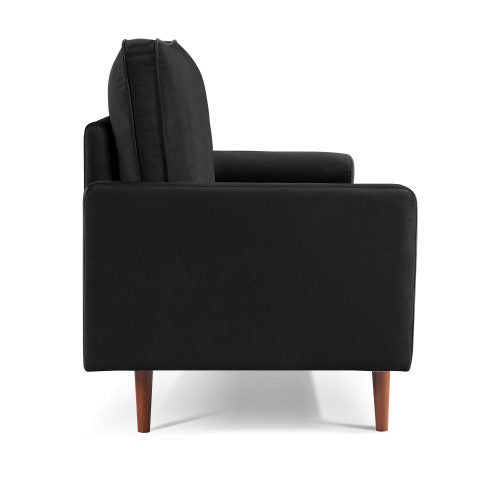 69" Modern Velvet Tufted 3-Seater Loveseat with Bolster Pillows