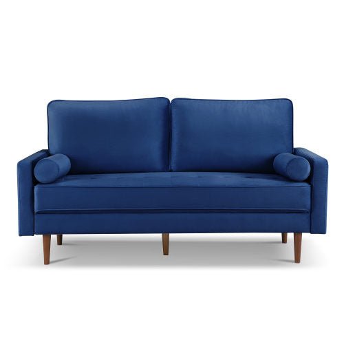 69" Modern Velvet Tufted 3-Seater Loveseat with Bolster Pillows