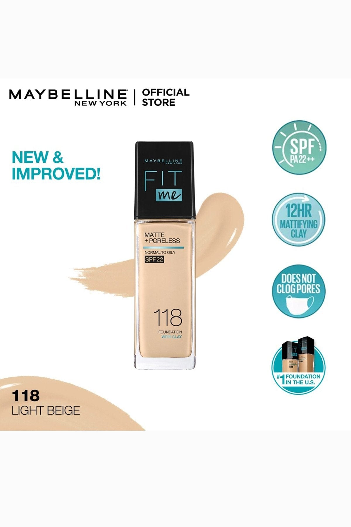 Fit Me! Matte & Poreless Foundation - 118 Light Beige
