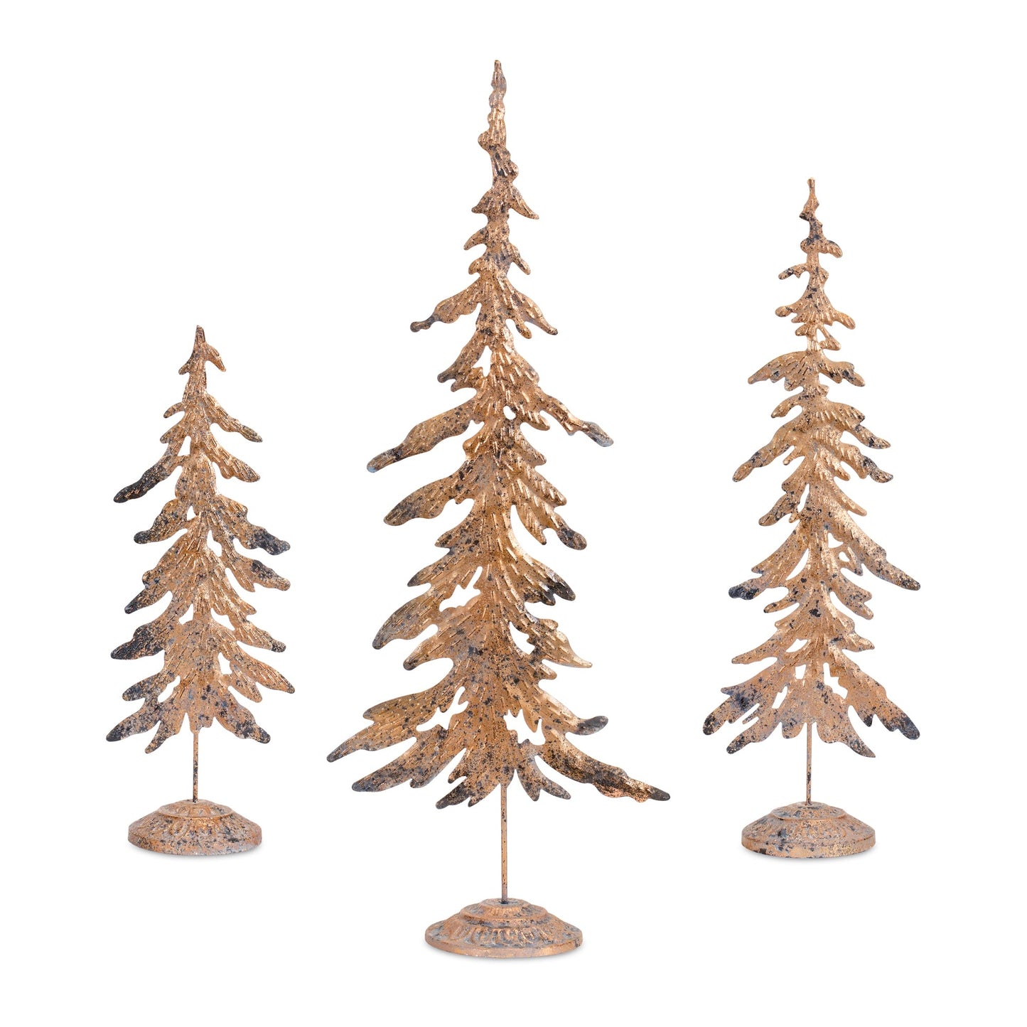 Rustic Bronze Metal Cut Out Tree Décor, Set of 6