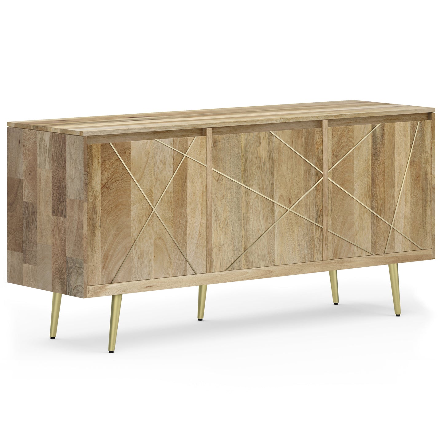 Graceful 3-Door Buffet Cabinet with Adjustable Shelves and Metal Legs