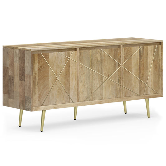 Graceful 3-Door Buffet Cabinet with Adjustable Shelves and Metal Legs