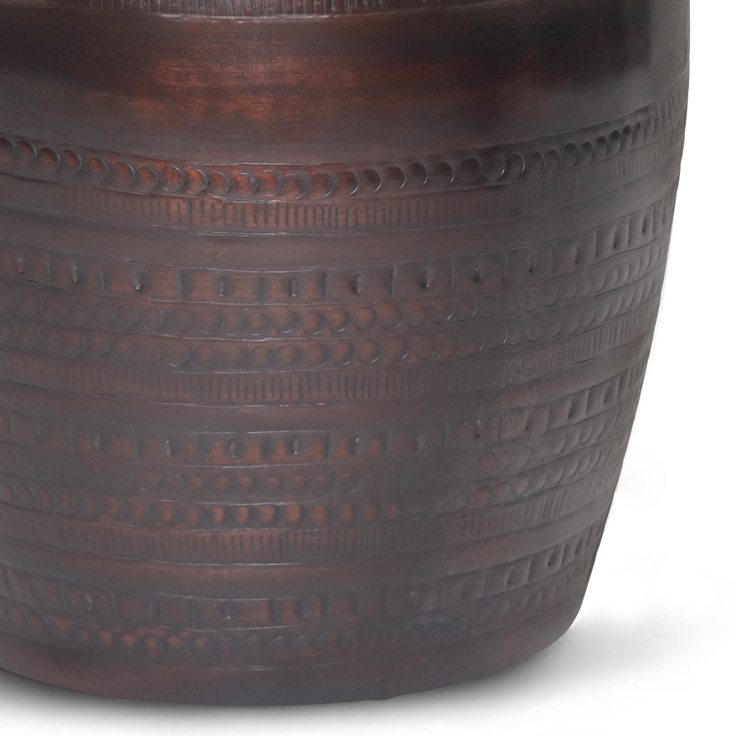 Heights Solid Metal Drum-Shaped Accent Table with Distinctive Texture