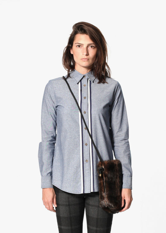 蓝色 Chambray 男友风衬衫