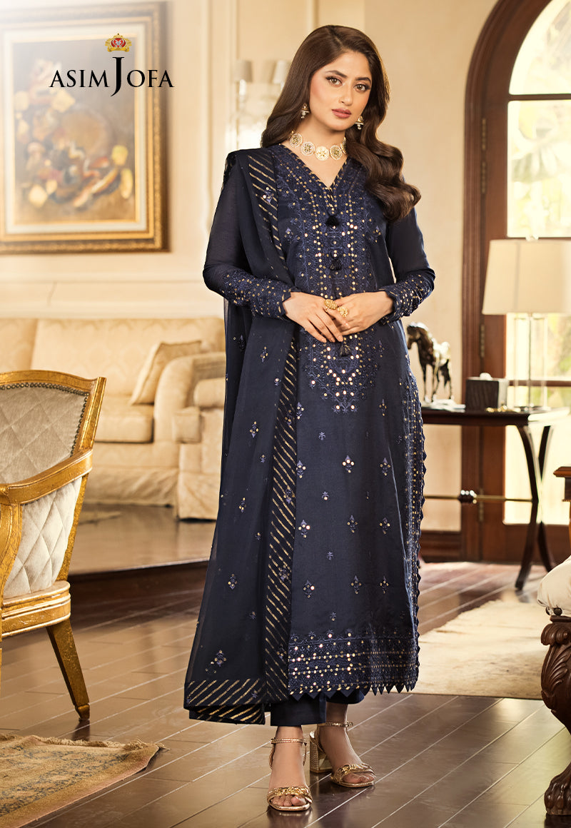 AJJM-16 EMBROIDERED CHANDERI COTTON 3 PCS