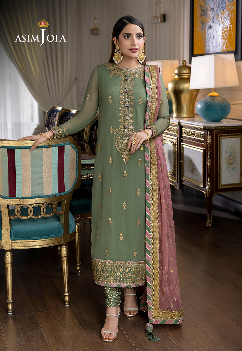 AJJM-19 EMBROIDERED CHIFFON , ORGANZA 3 PCS