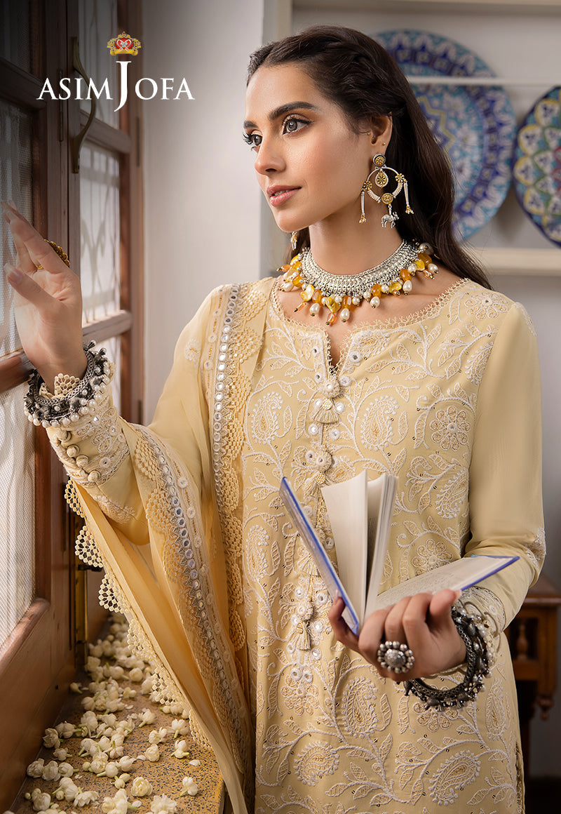 AJSW-09 EMBROIDERED LAWN SILK 3 PCS