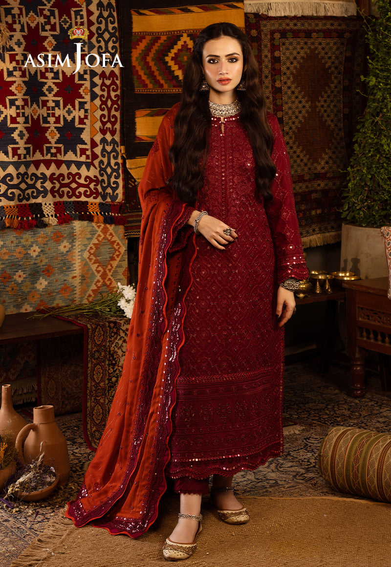 AJKTP-02 EMBROIDERED SELF TWILL 3 PCS STITCHED
