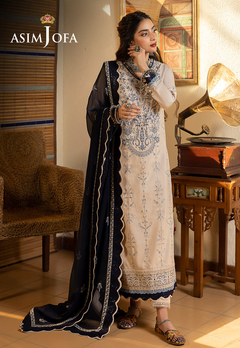 AJSWP-17 EMBROIDERED LAWN SILK 3 PCS STITCHED