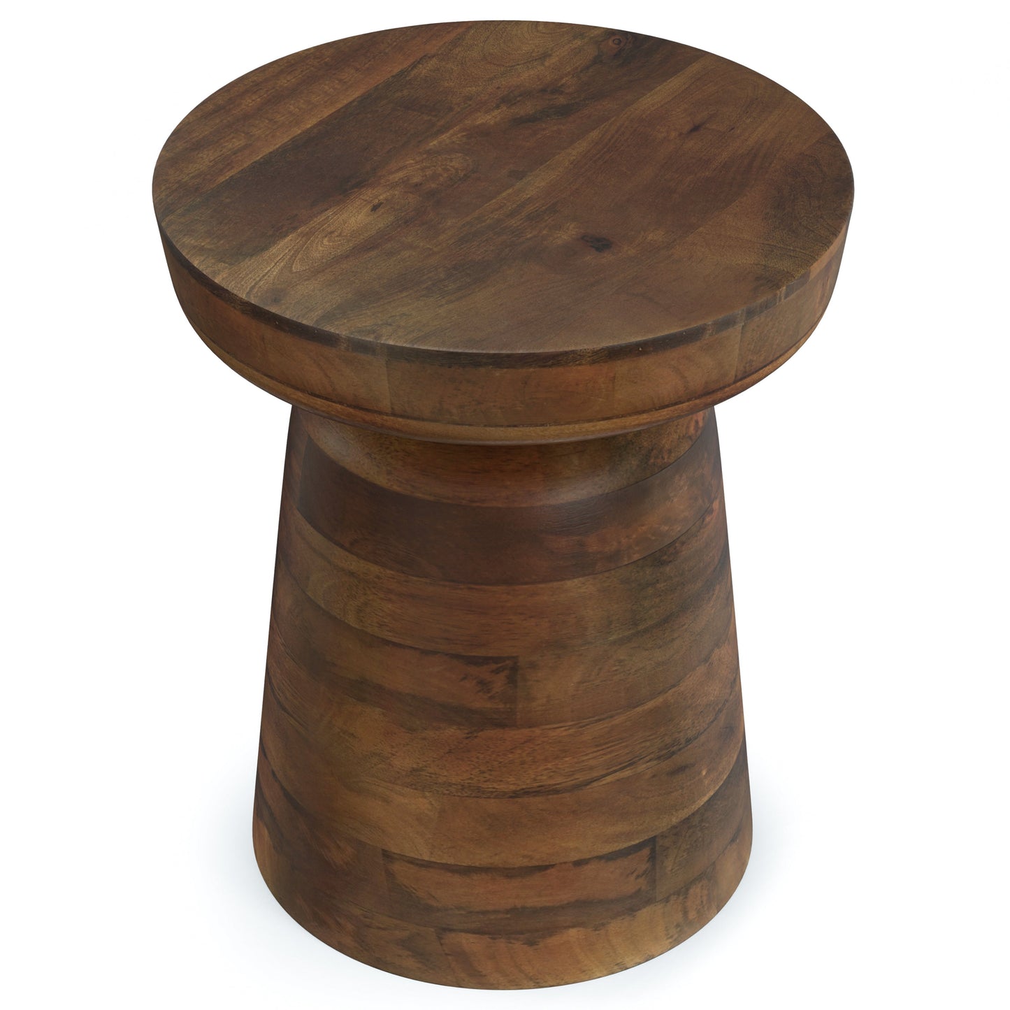 Xylophone Wooden Accent Table with Sculptural Design and Round Top