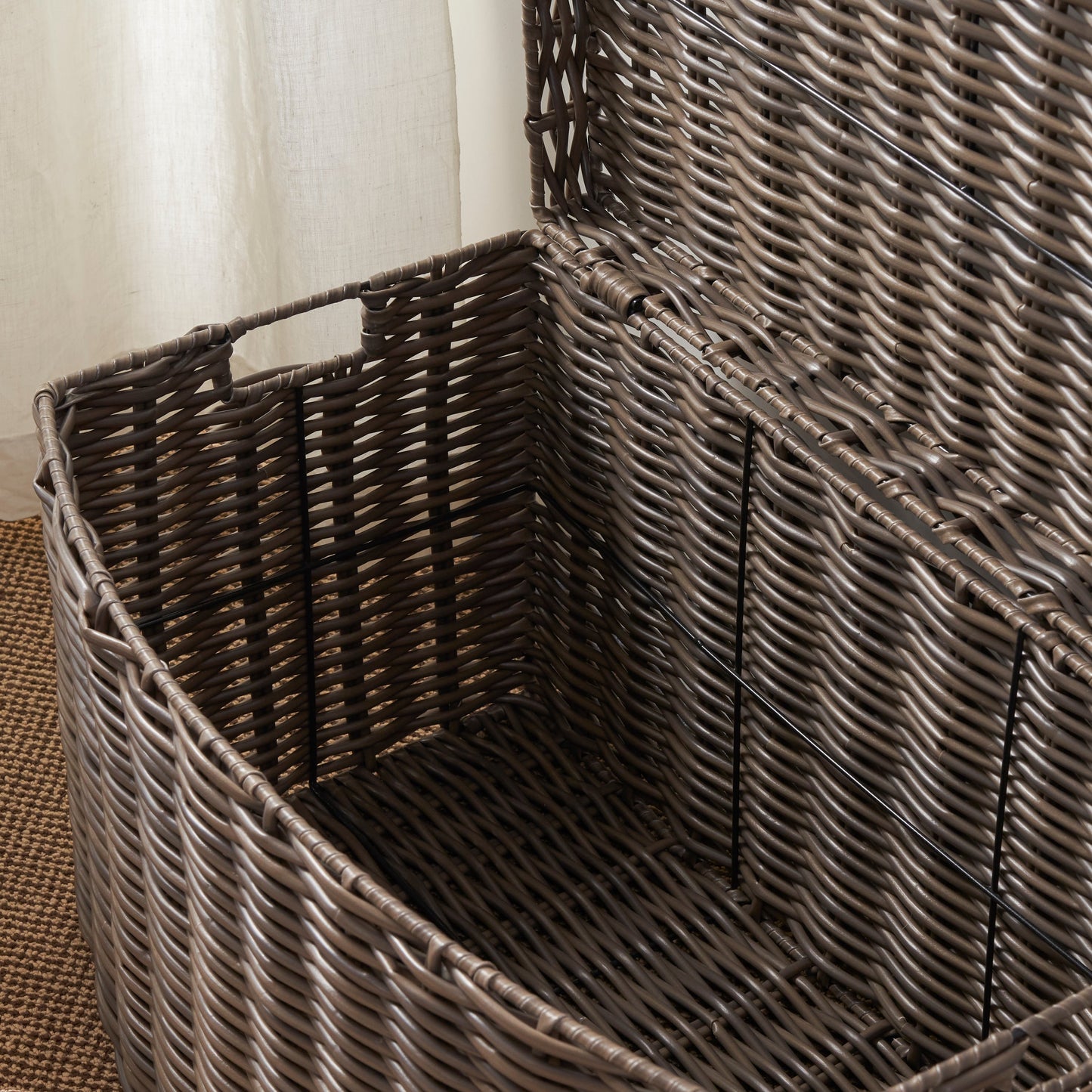 Rectangular Woven Wicker Storage Basket with Handles
