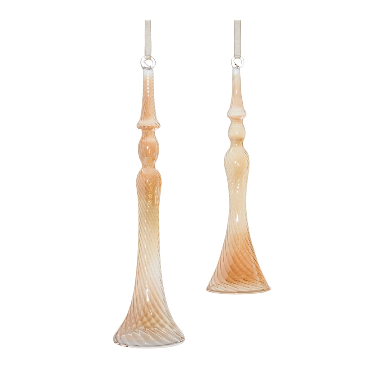 Amber Ombre Swirl Glass Drop Ornament, Set of 12
