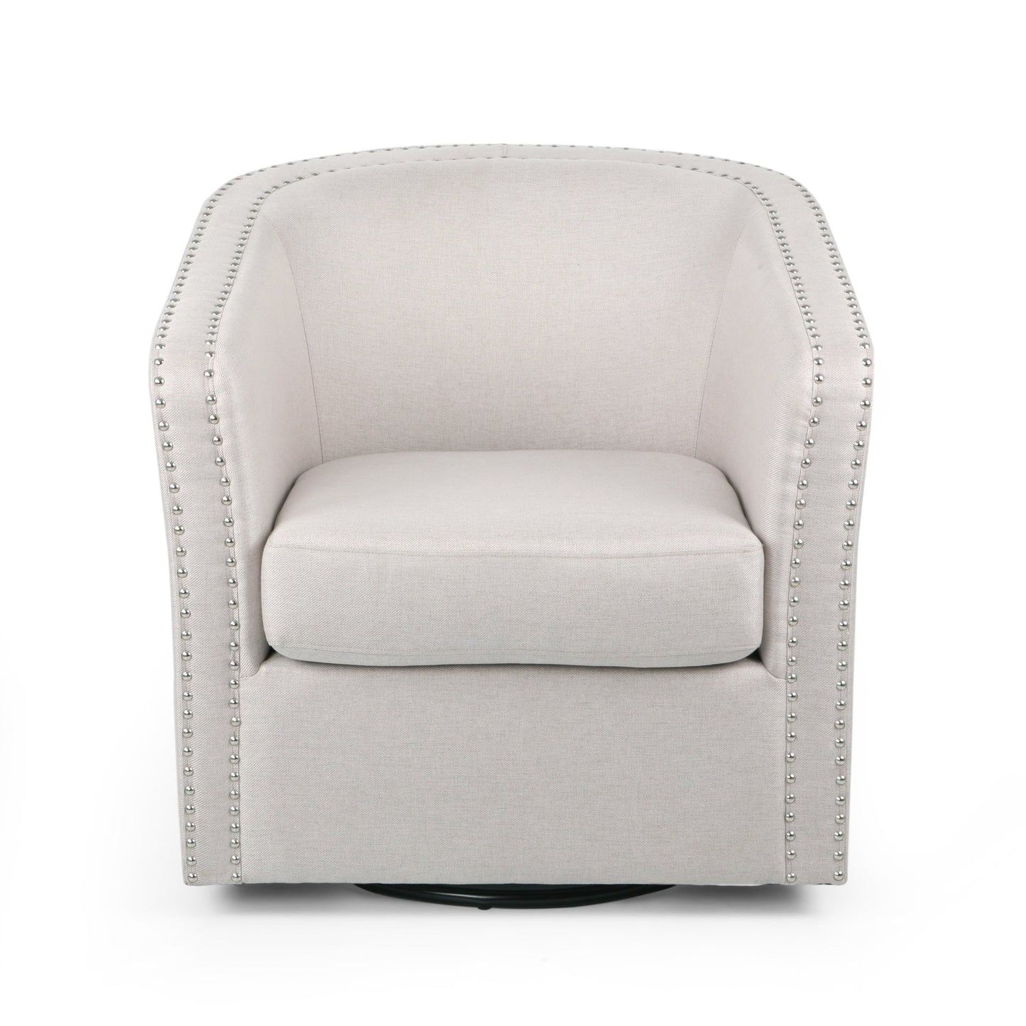 Riverbed Upholstered Swivel Chair with Nailhead Trim and Sloped Arms