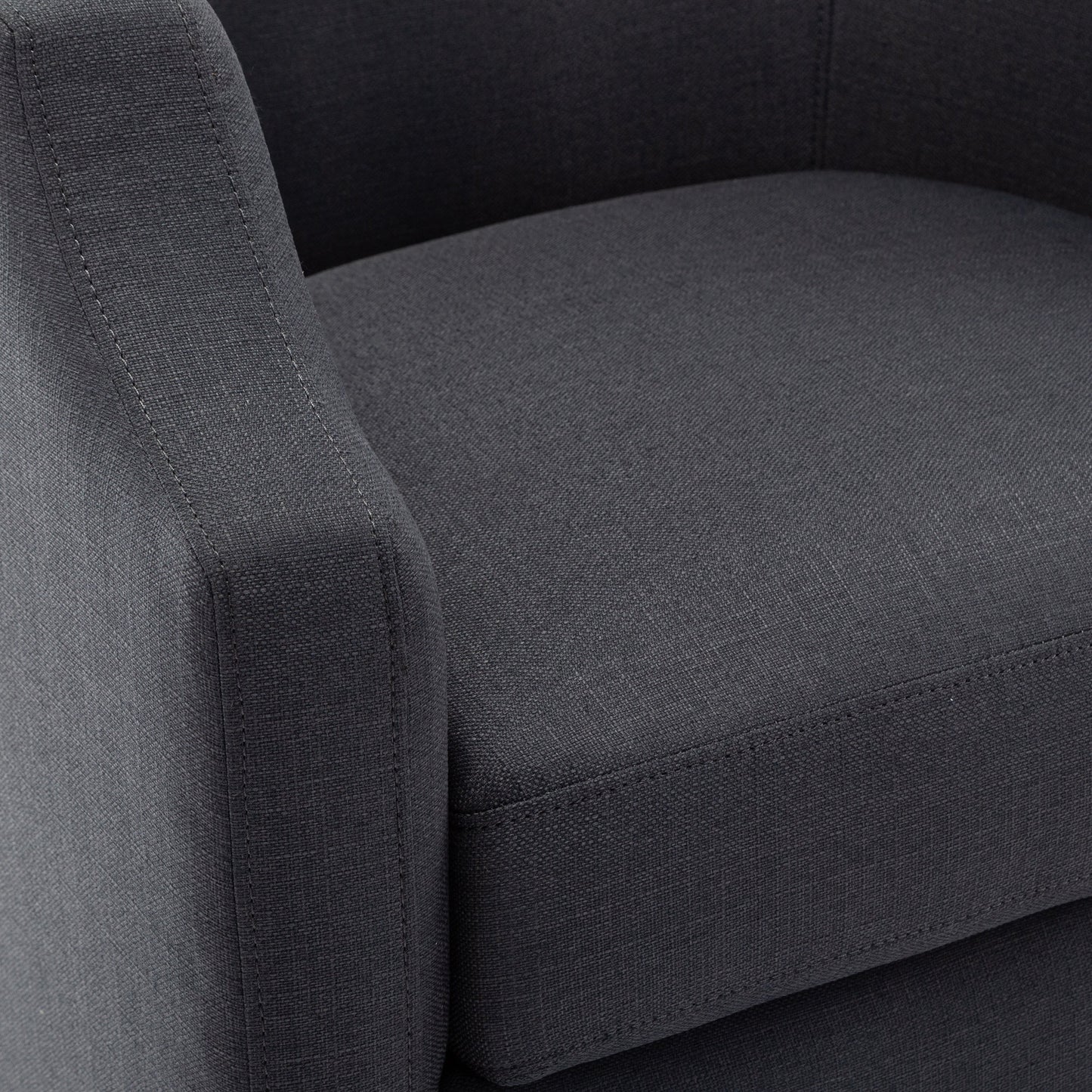 Crocoite Upholstered Barrel Chair with Clip Arms Design and 360-Degree Swivel