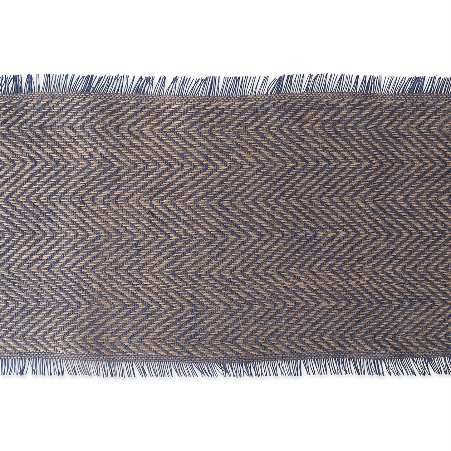 French Blue  Chevron Burlap Table Runner 14X108