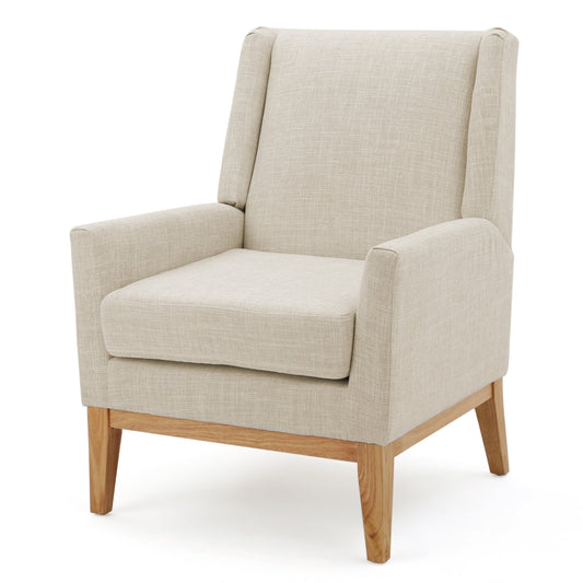 Dimensionality Upholstered Accent Chair with Wing Back and Wood Legs