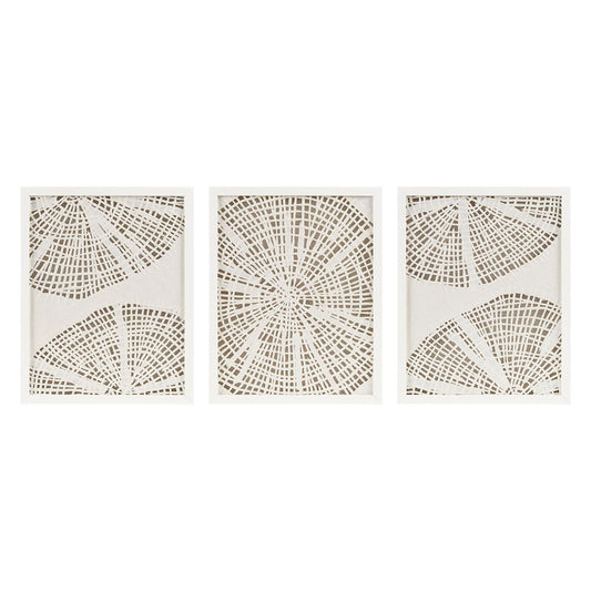 3-Piece Framed Abstract Coastal Rice Paper Wall Decor Set