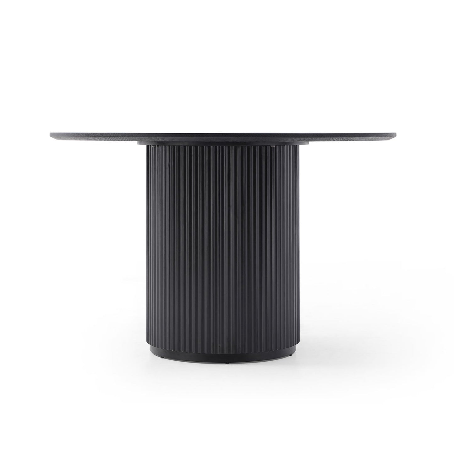 Round Dining Table with T-Shaped Design and Wood Frame