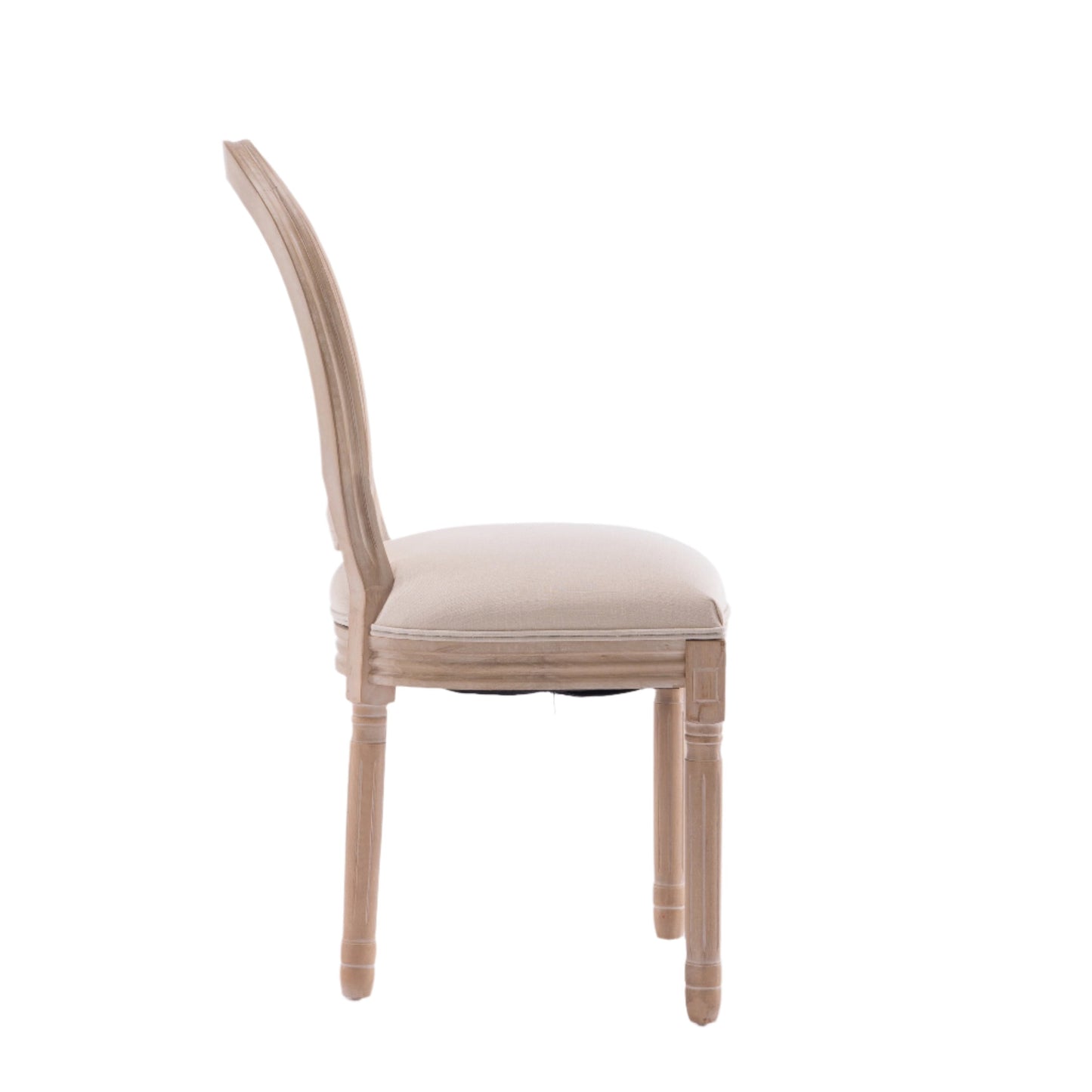 Upholstered Dining Chair with Oval Back and Solid Wood Frame, Set of 2
