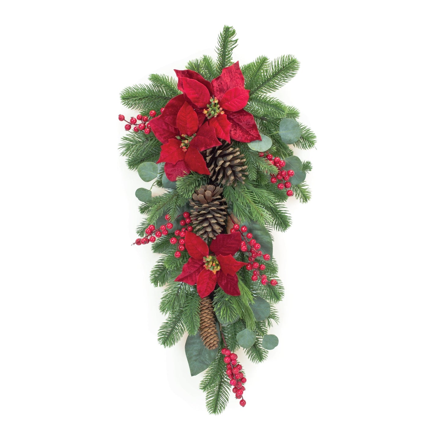 Poinsettia & Pine Swag 34"H