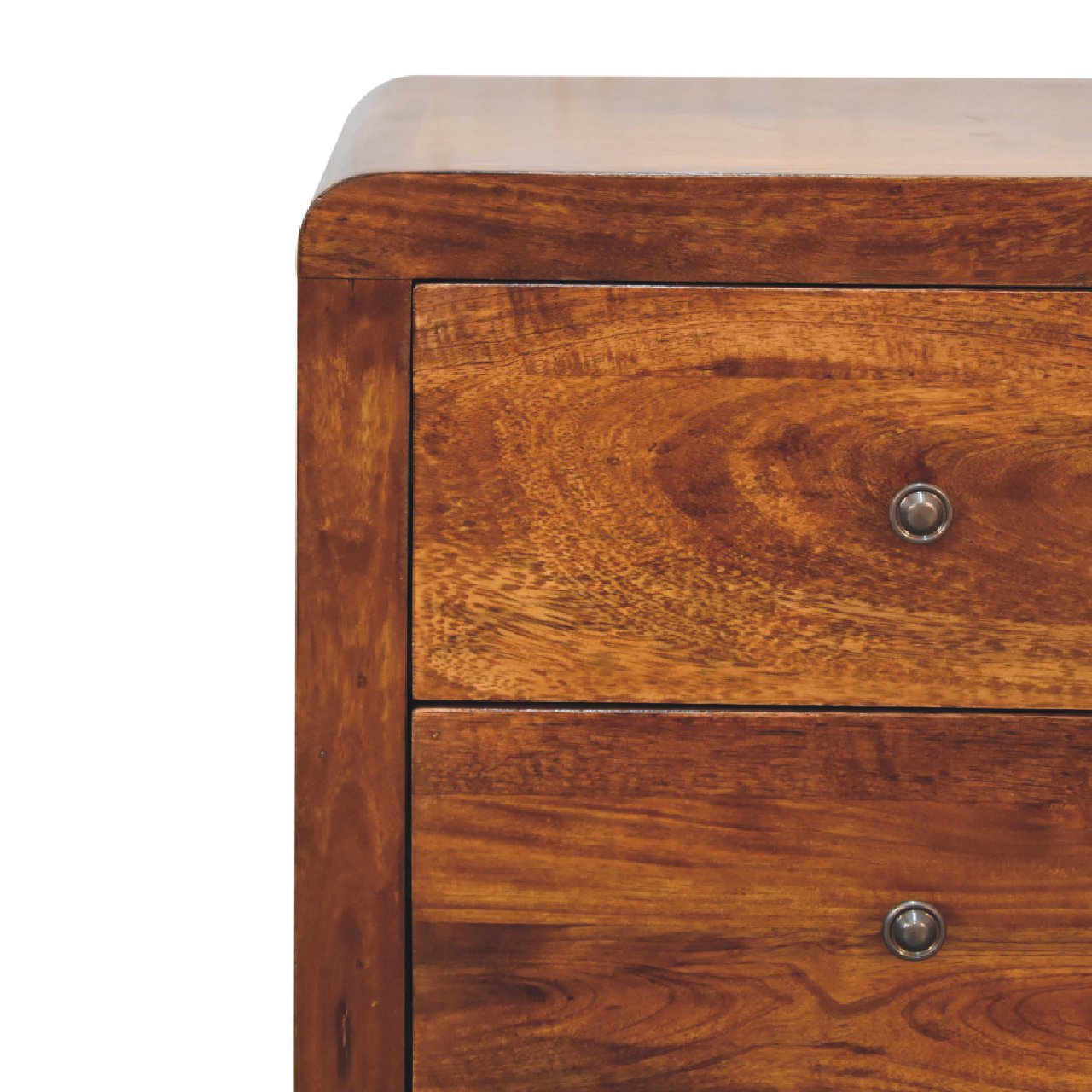 Solid Wood Bedside with 3 Drawers and Metal Handle