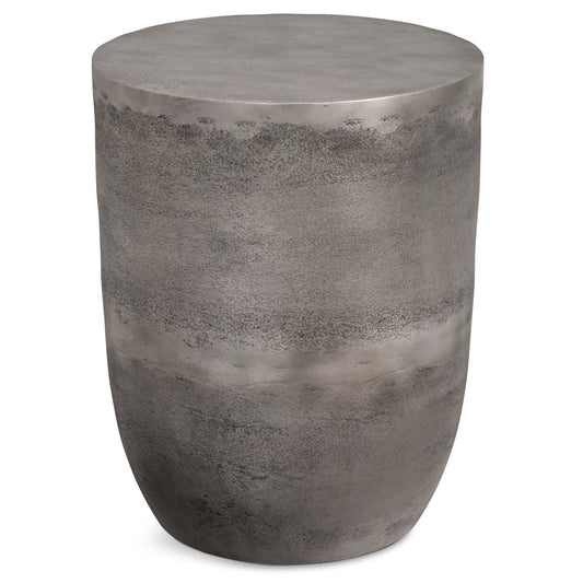 Drum-Shaped Metal Accent Table