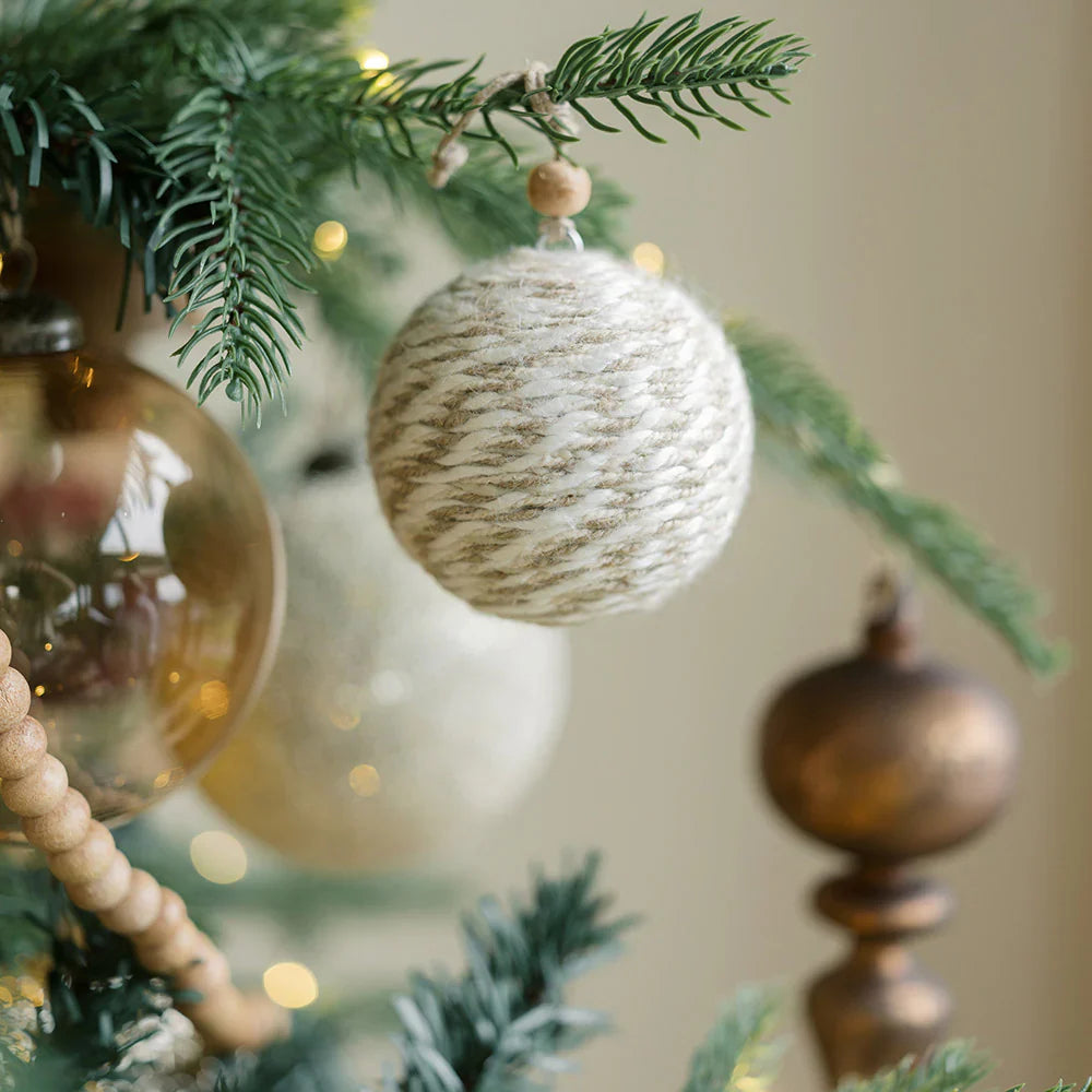 Jute Wrapped Christmas Ornaments, Set of 6