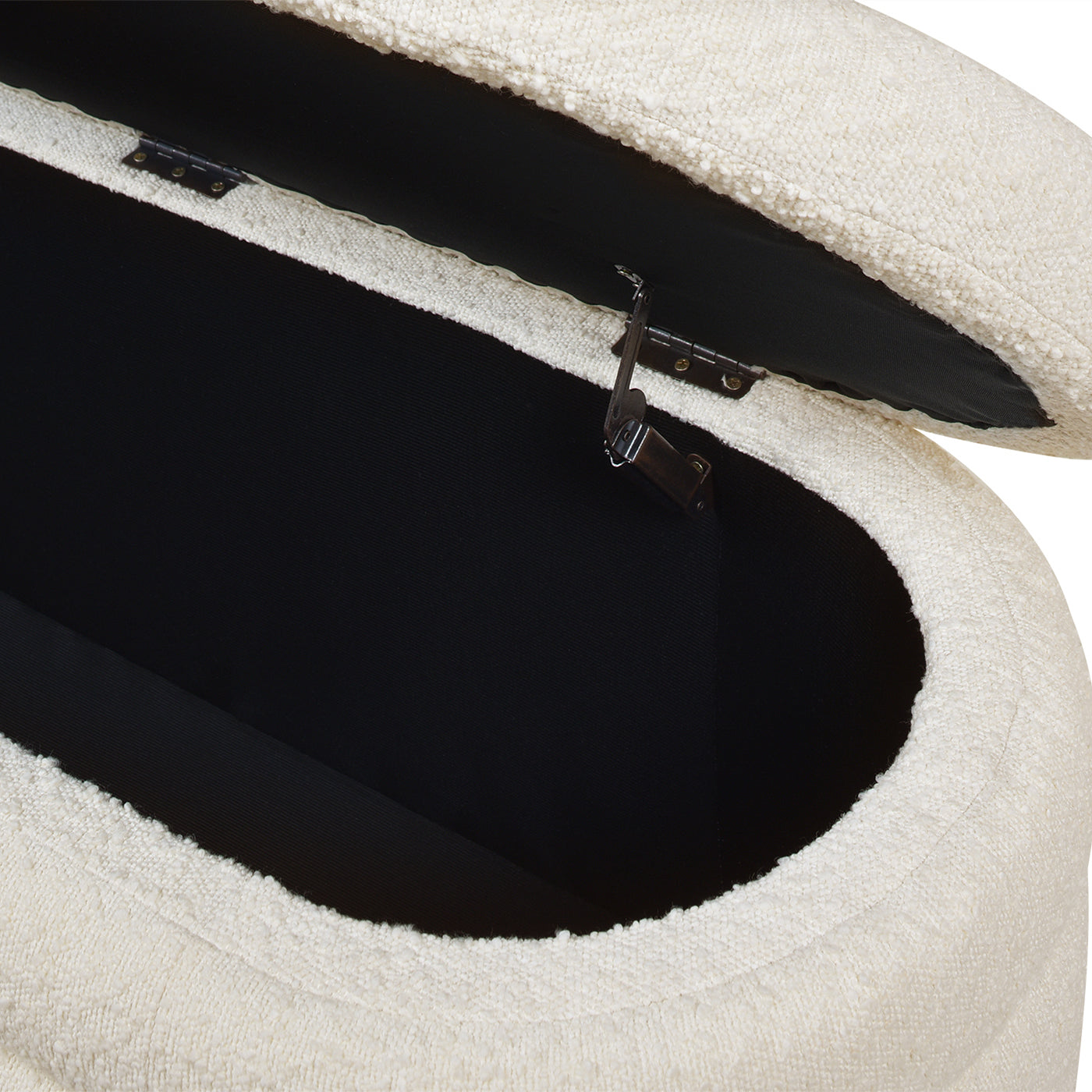 Capstone Oval Lid-Up Upholstered Storage Bench with Horizontal Tufting