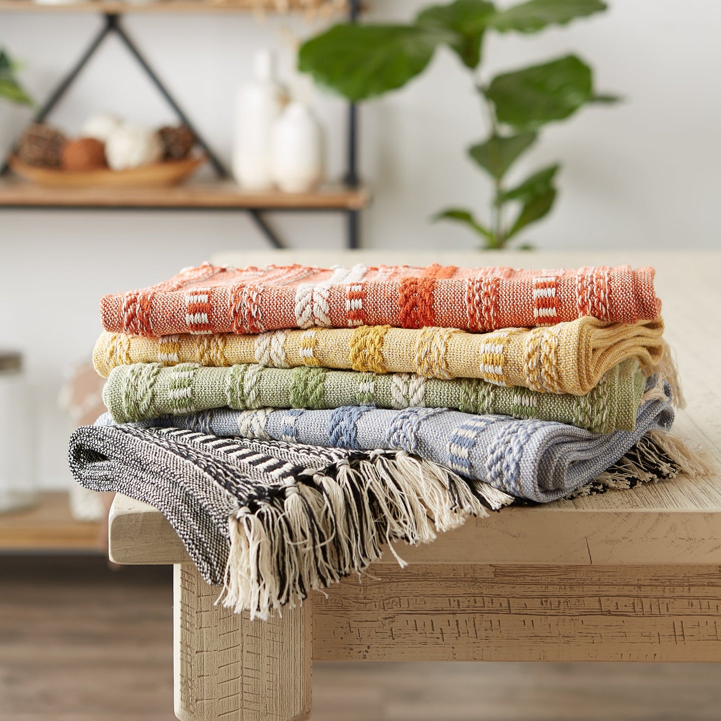 Stonewash Blue Braided Stripe Table Runner 15X72