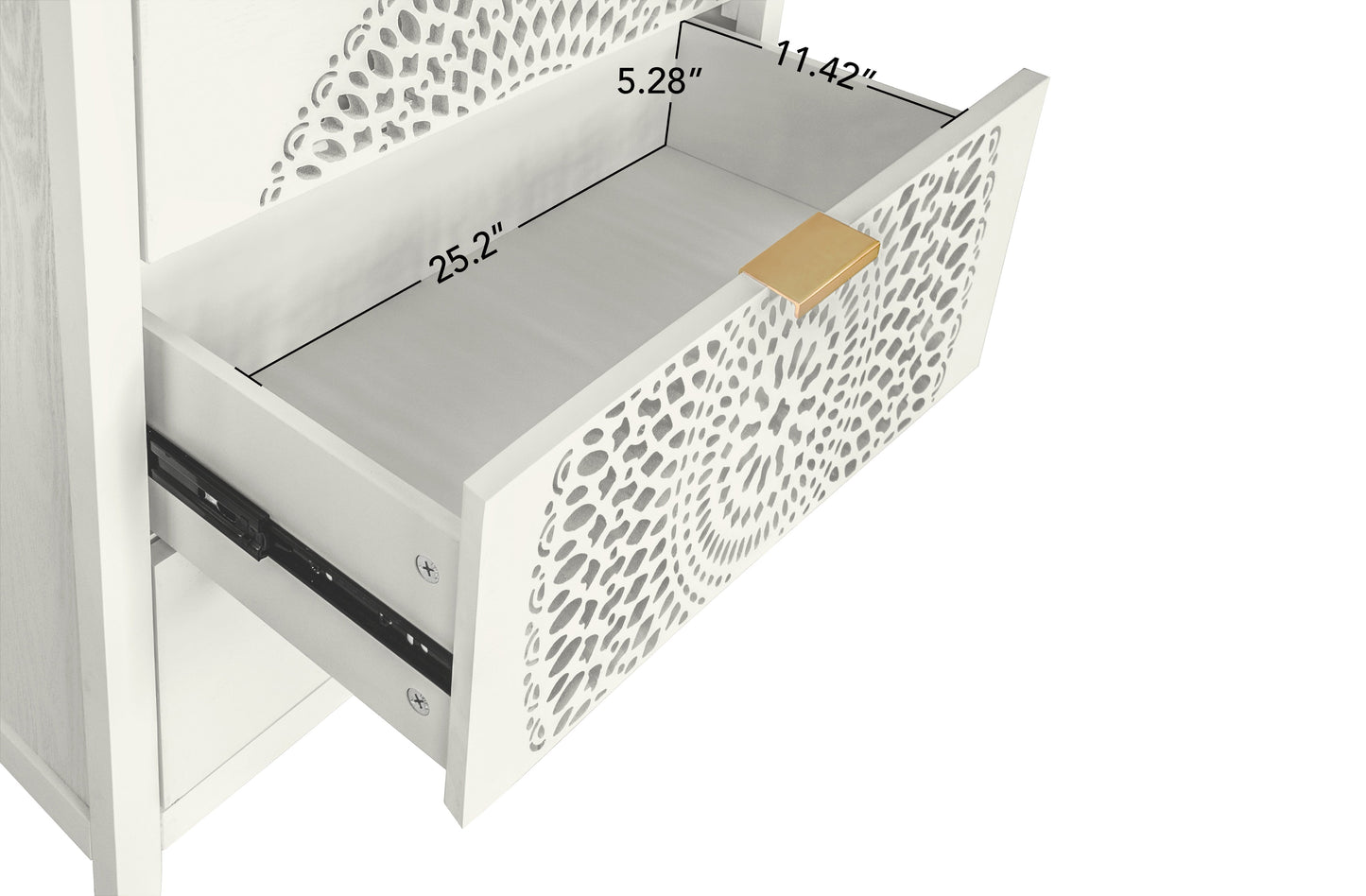 Abundanz 3-Drawer Dresser with Hollow Pattern and Metal Handle