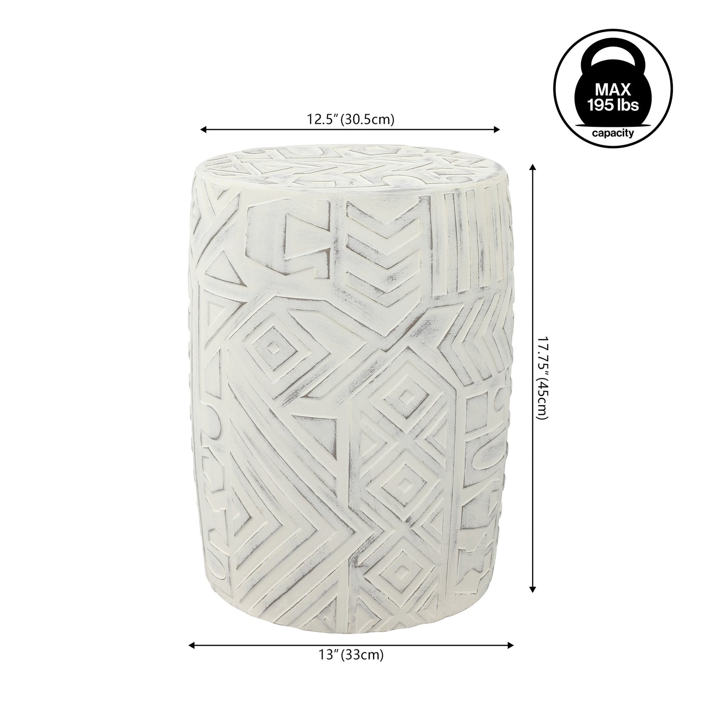 Rafi MidCentury Modern Geometric Drum Garden Stool