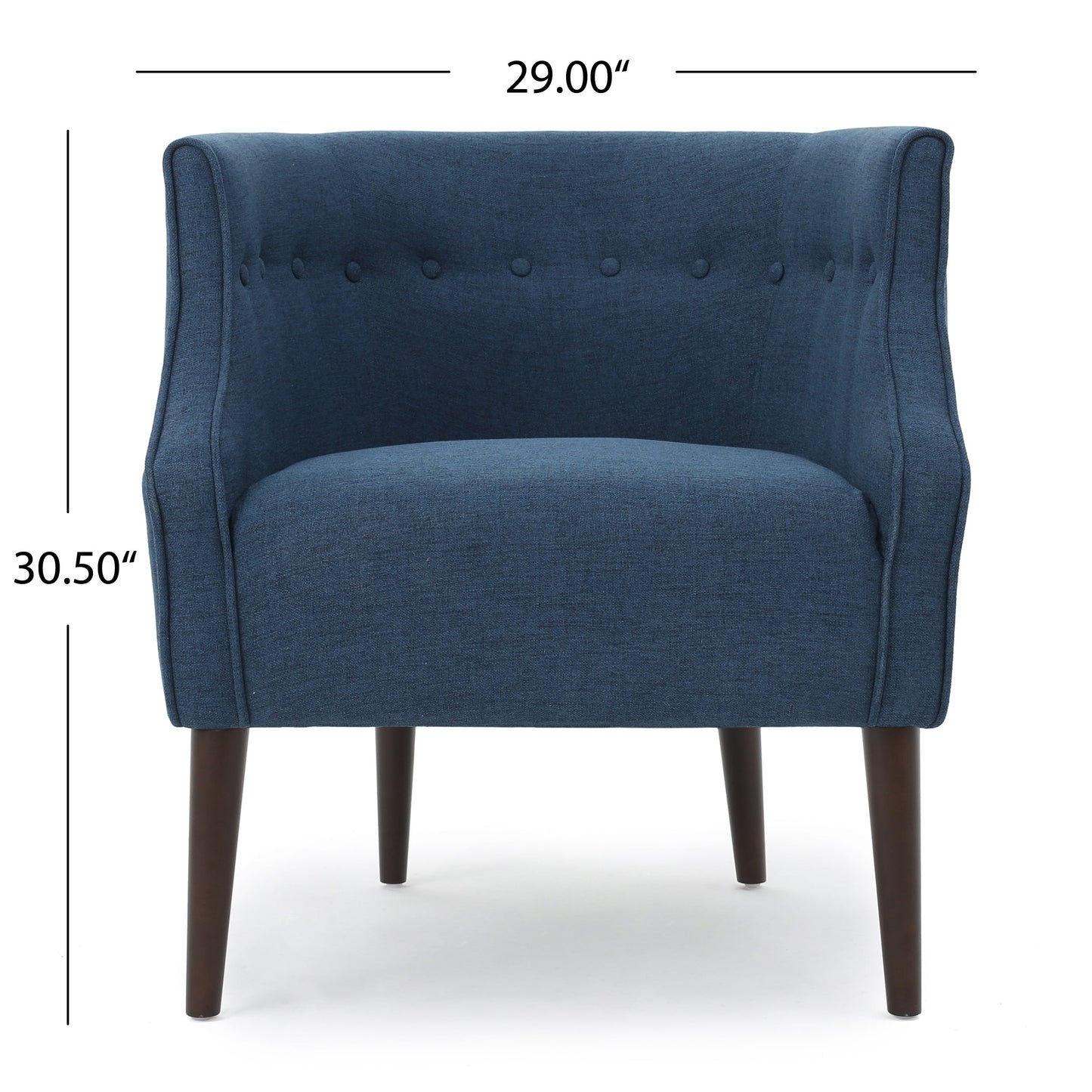 Flutter Upholstered Club Chair with Button Tufting and Tapered Wood Legs